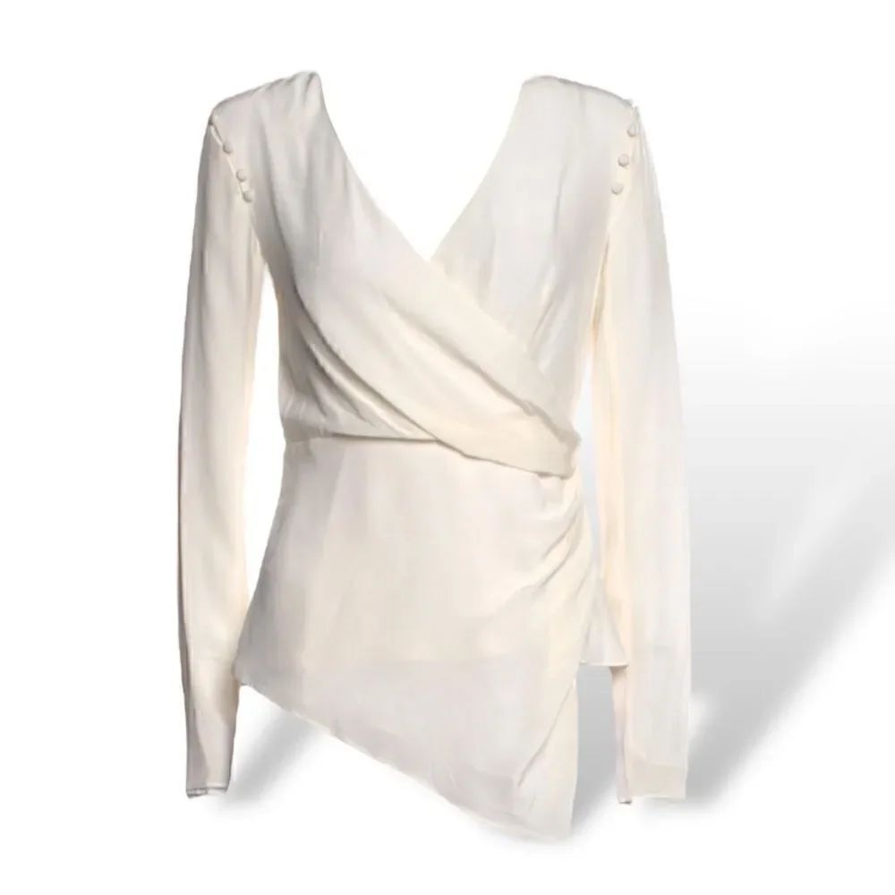 AMUR Silk Cowl Neck Blouse with Removable Sleeves.          |Size: S|
